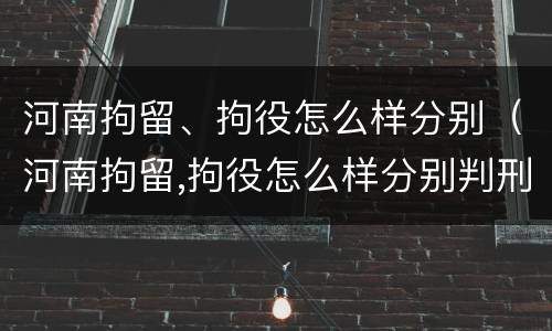 河南拘留、拘役怎么样分别（河南拘留,拘役怎么样分别判刑）