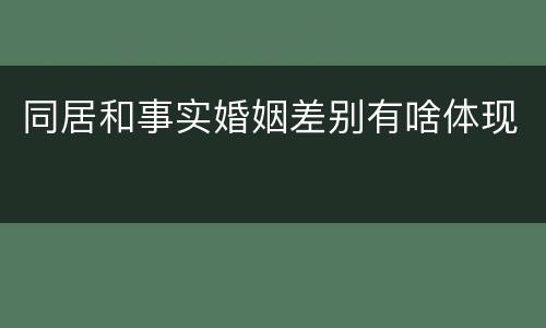 同居和事实婚姻差别有啥体现