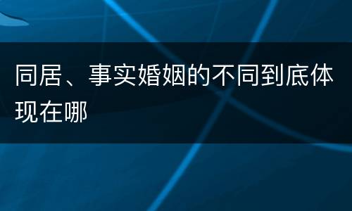 同居、事实婚姻的不同到底体现在哪