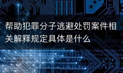 帮助犯罪分子逃避处罚案件相关解释规定具体是什么