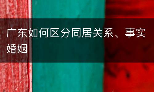 广东如何区分同居关系、事实婚姻