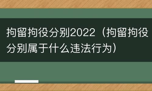 拘留拘役分别2022（拘留拘役分别属于什么违法行为）