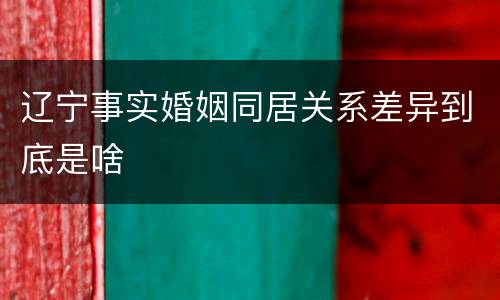 辽宁事实婚姻同居关系差异到底是啥