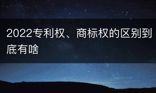 2022专利权、商标权的区别到底有啥