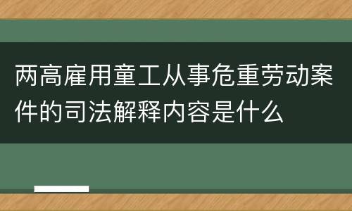 两高雇用童工从事危重劳动案件的司法解释内容是什么