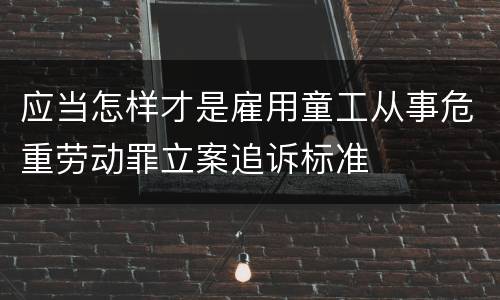 应当怎样才是雇用童工从事危重劳动罪立案追诉标准