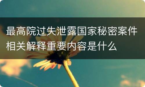 最高院过失泄露国家秘密案件相关解释重要内容是什么