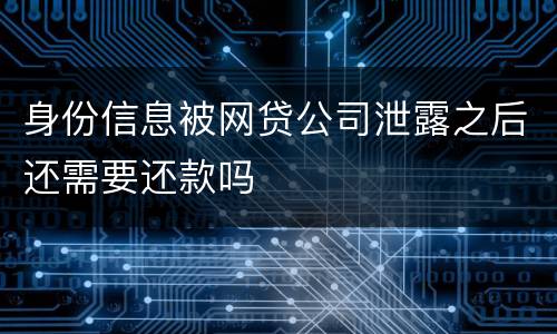 身份信息被网贷公司泄露之后还需要还款吗