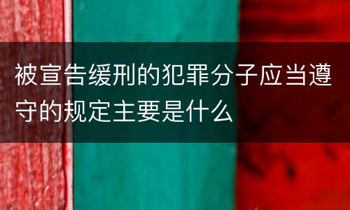 被宣告缓刑的犯罪分子应当遵守的规定主要是什么