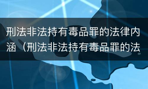 刑法非法持有毒品罪的法律内涵（刑法非法持有毒品罪的法律内涵是什么）