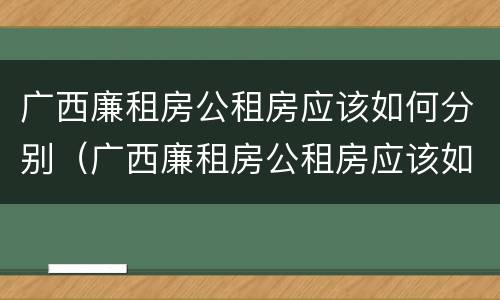 广西廉租房公租房应该如何分别（广西廉租房公租房应该如何分别申请）