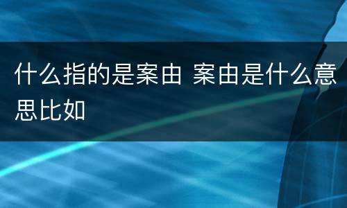 什么指的是案由 案由是什么意思比如