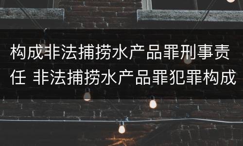 构成非法捕捞水产品罪刑事责任 非法捕捞水产品罪犯罪构成