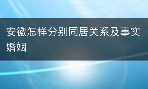 安徽怎样分别同居关系及事实婚姻