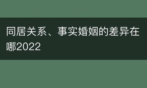 同居关系、事实婚姻的差异在哪2022