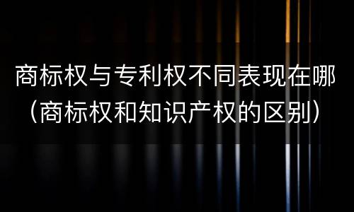 商标权与专利权不同表现在哪（商标权和知识产权的区别）