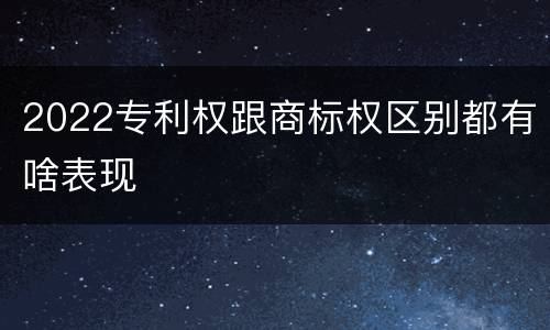 2022专利权跟商标权区别都有啥表现