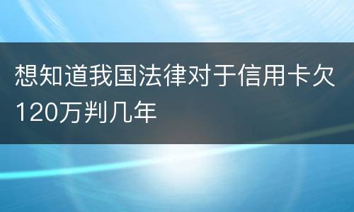 想知道我国法律对于信用卡欠120万判几年