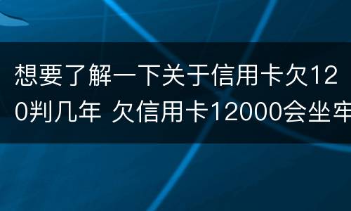 想要了解一下关于信用卡欠120判几年 欠信用卡12000会坐牢吗