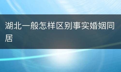 湖北一般怎样区别事实婚姻同居