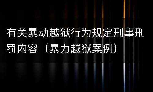 有关暴动越狱行为规定刑事刑罚内容（暴力越狱案例）