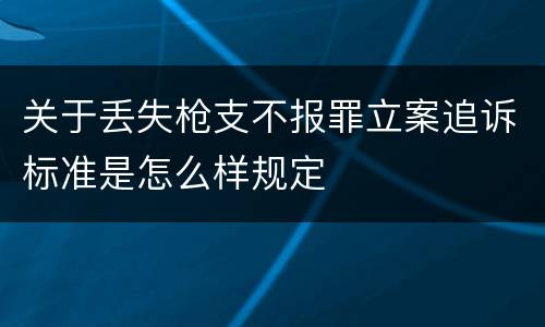 关于丢失枪支不报罪立案追诉标准是怎么样规定