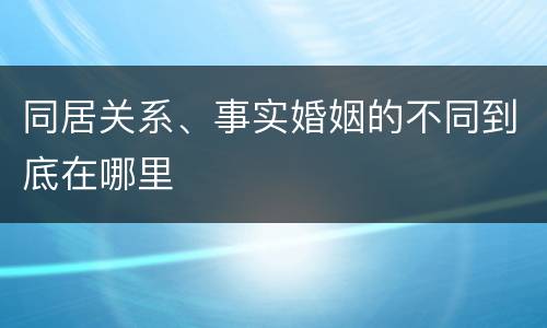 同居关系、事实婚姻的不同到底在哪里