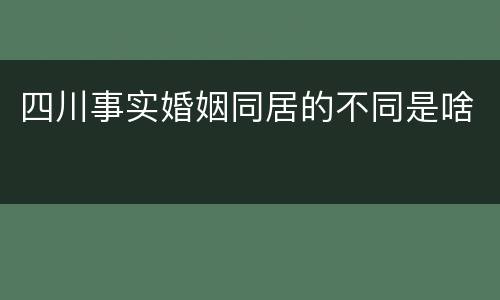 四川事实婚姻同居的不同是啥