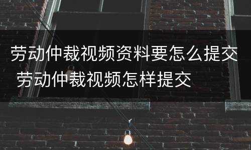 劳动仲裁视频资料要怎么提交 劳动仲裁视频怎样提交