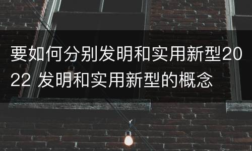 要如何分别发明和实用新型2022 发明和实用新型的概念