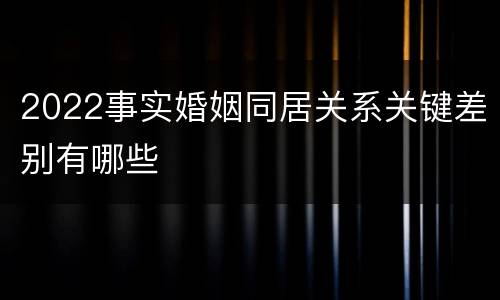 2022事实婚姻同居关系关键差别有哪些