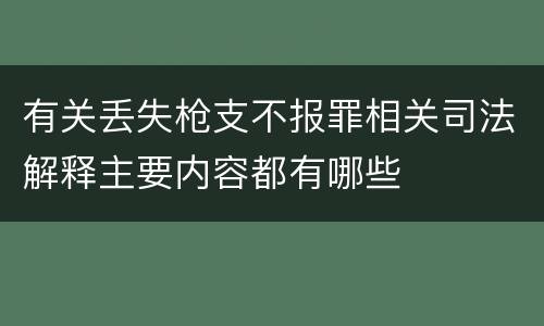 有关丢失枪支不报罪相关司法解释主要内容都有哪些