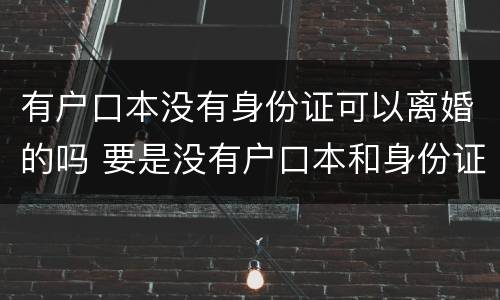 有户口本没有身份证可以离婚的吗 要是没有户口本和身份证能去起诉离婚吗?