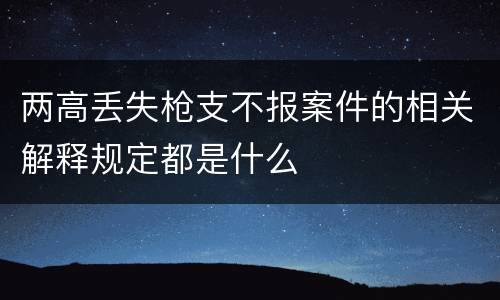 两高丢失枪支不报案件的相关解释规定都是什么