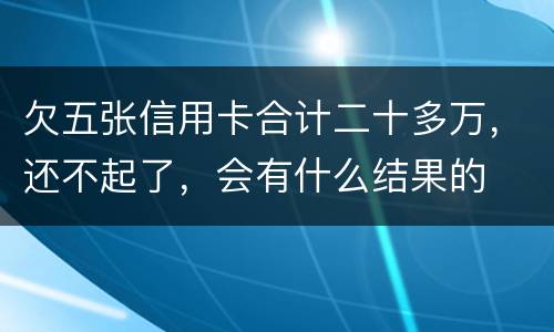 欠五张信用卡合计二十多万，还不起了，会有什么结果的