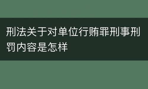 刑法关于对单位行贿罪刑事刑罚内容是怎样