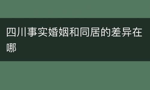 四川事实婚姻和同居的差异在哪