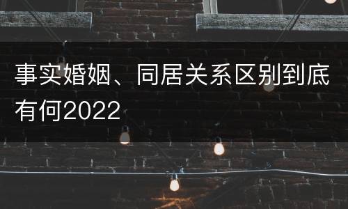 事实婚姻、同居关系区别到底有何2022