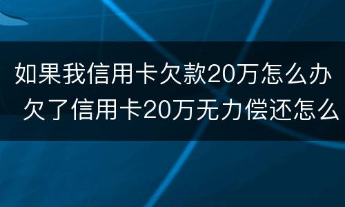 如果我信用卡欠款20万怎么办 欠了信用卡20万无力偿还怎么办