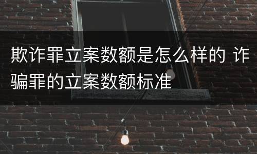 欺诈罪立案数额是怎么样的 诈骗罪的立案数额标准