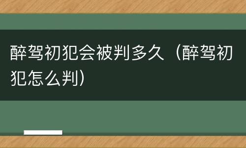 醉驾初犯会被判多久（醉驾初犯怎么判）