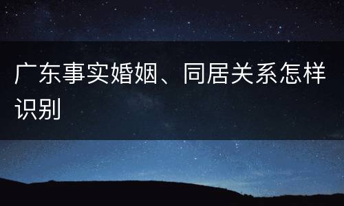 广东事实婚姻、同居关系怎样识别