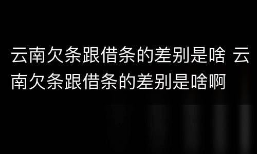 云南欠条跟借条的差别是啥 云南欠条跟借条的差别是啥啊