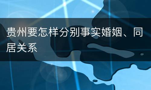 贵州要怎样分别事实婚姻、同居关系