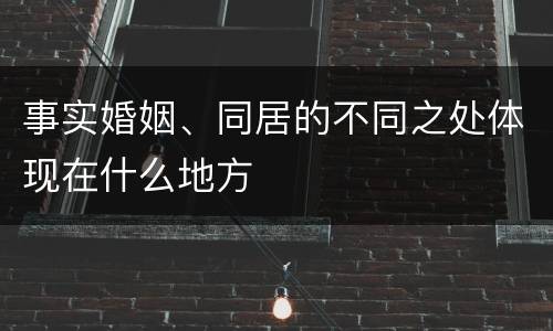 事实婚姻、同居的不同之处体现在什么地方