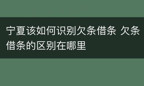 宁夏该如何识别欠条借条 欠条借条的区别在哪里