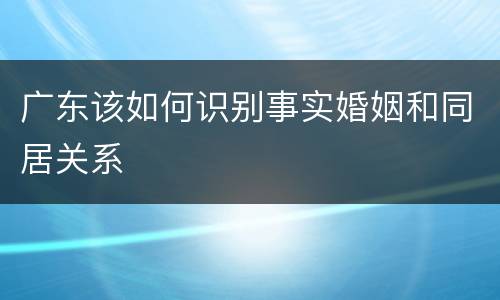 广东该如何识别事实婚姻和同居关系