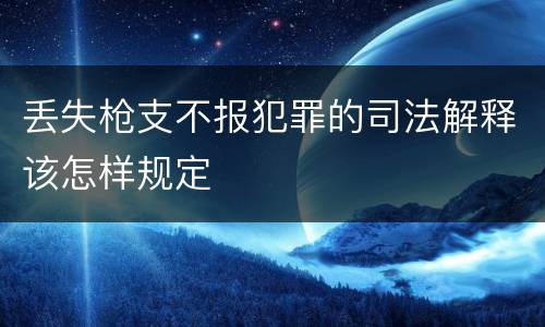 丢失枪支不报犯罪的司法解释该怎样规定