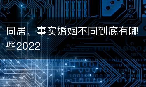 同居、事实婚姻不同到底有哪些2022