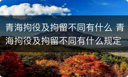 青海拘役及拘留不同有什么 青海拘役及拘留不同有什么规定